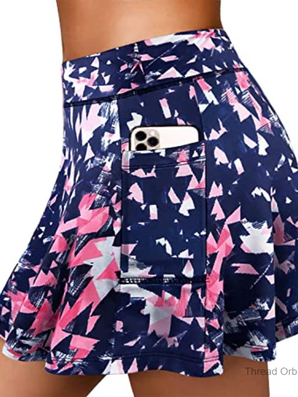 High Rise Athletic Skort with Pockets, Polyester Spandex, Regular Fit - Picture 4 of 7